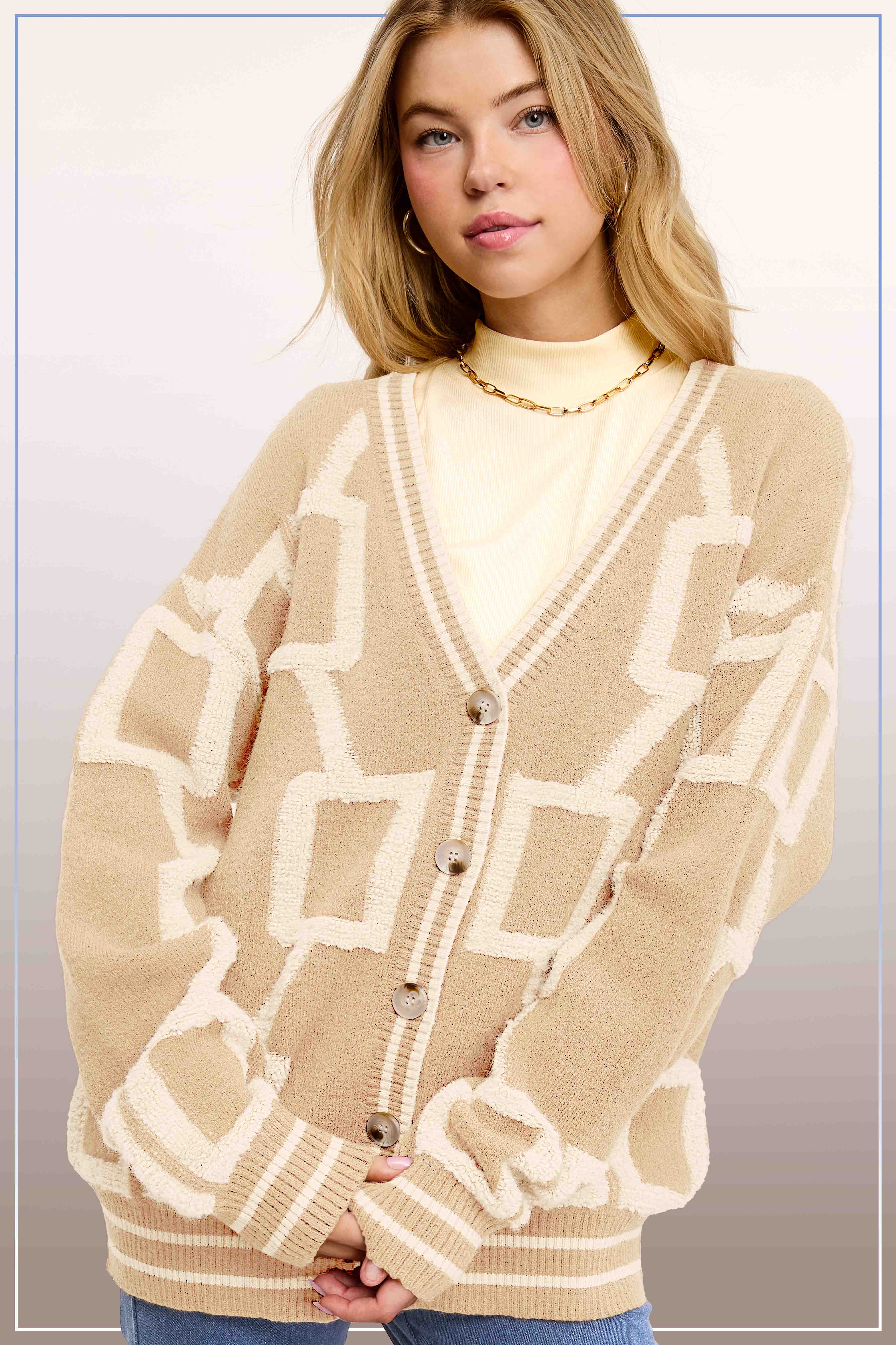 La Miel - Wholesale Cardigan - Women's - HCC2177-Loose Fit Drop Shoulder Cozy Knit Cardigan11