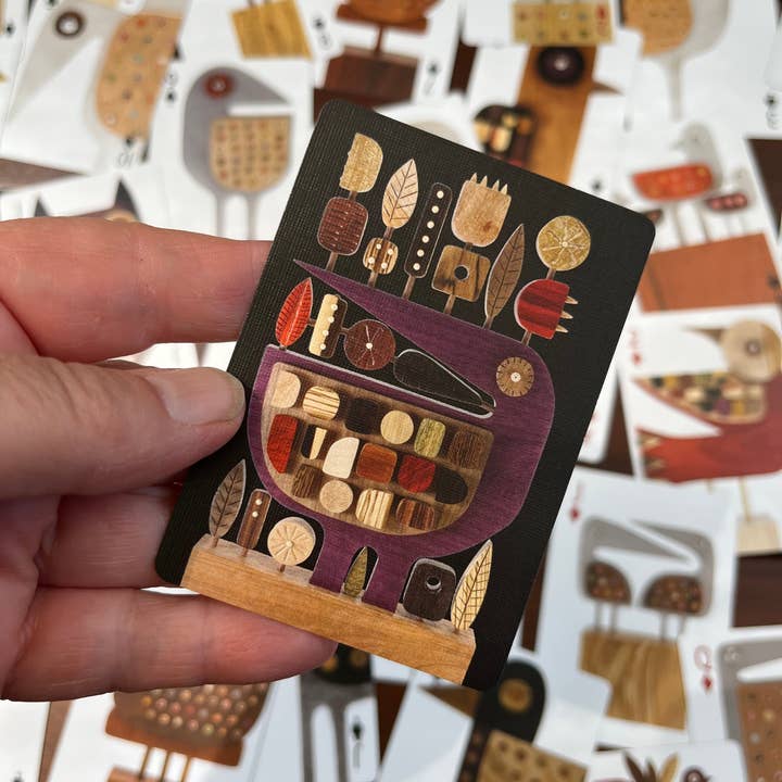 Bunny with a Toolbelt - Wholesale Playing Cards - Playing Card Deck with 54 reclaimed wood bird sculptures3
