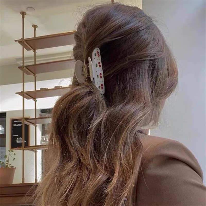 LadyJuneAccessories - Wholesale Hair Clip - Women's - Cherry Crystal Hair Claw Clip – Available in 3 colors7