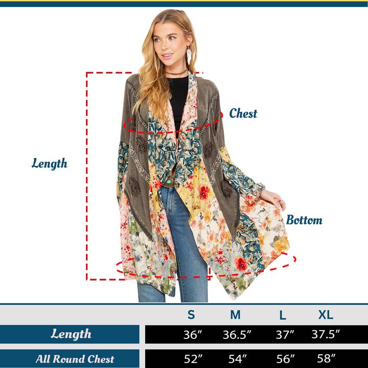 Gravel Women Bohemian Kimono Shrug (ALSO IN PLUS) for wholesale on Faire