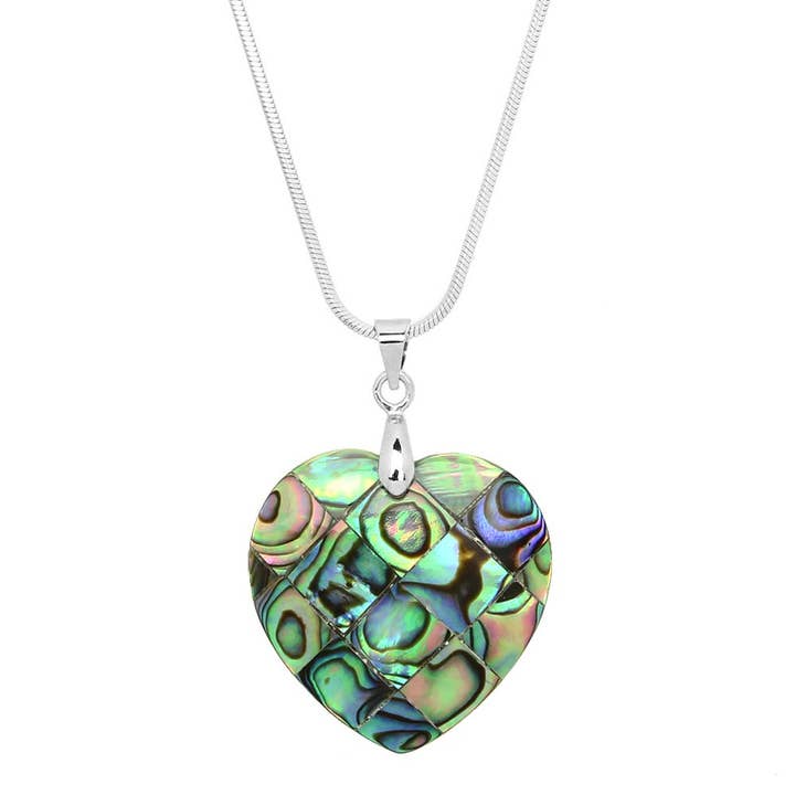 Abalone heart charmed necklace for wholesale by Accessories & Beyond
