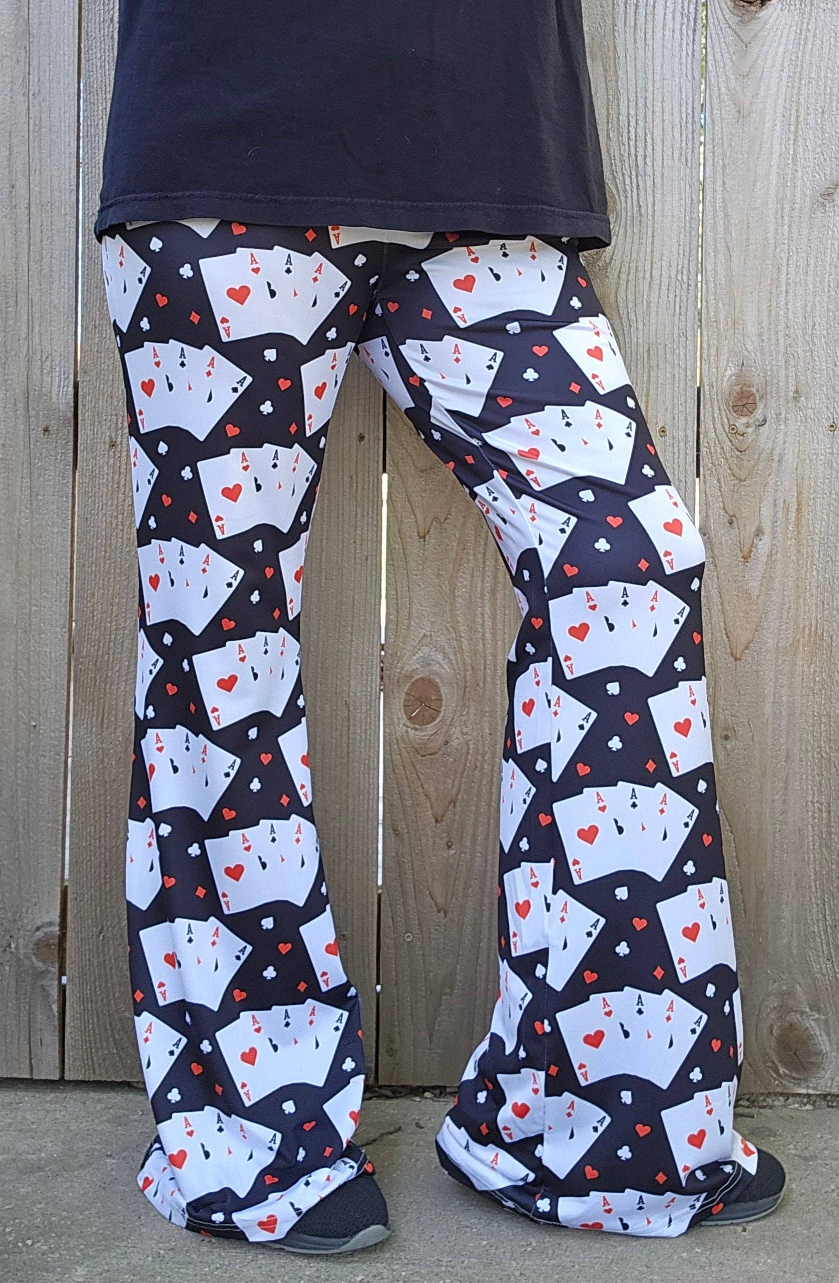 White Vegas Casino Gambling Flare Pants for wholesale on Faire7