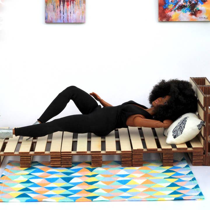 Lenasminiland - Wholesale Doll Accessory Kit - Kids - Miniature pallet bed, dollhouse furniture 1:6 scale sofa wit10