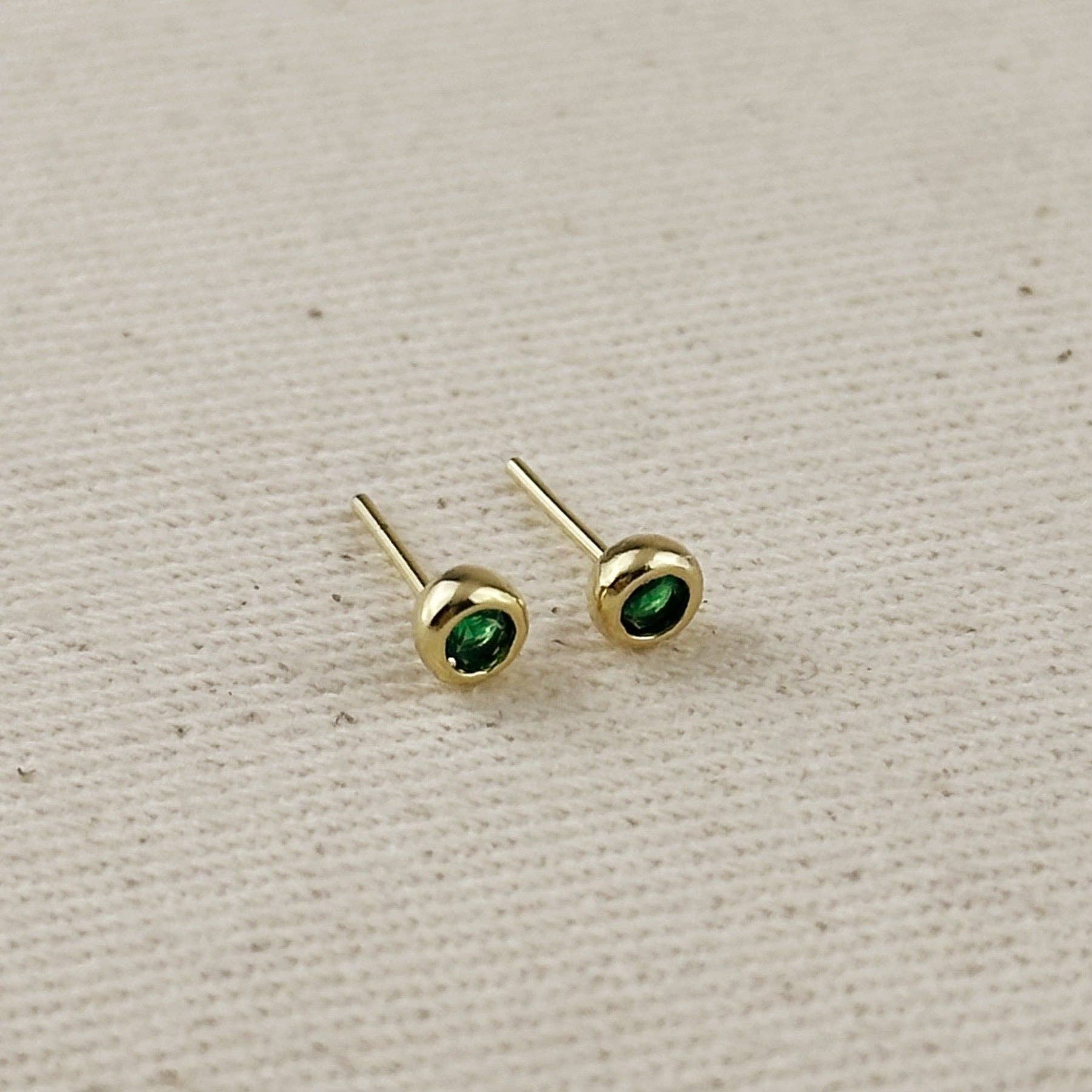 GoldFi - Wholesale Stud/Post Earrings - 18K Gold Filled Dainty Bezel CZ Birthstone Stud Earrings4