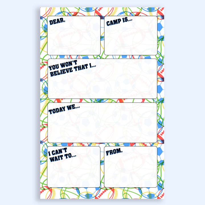 Sports Outline Fill In Camp Notepad for wholesale by The Cornerstone Studio