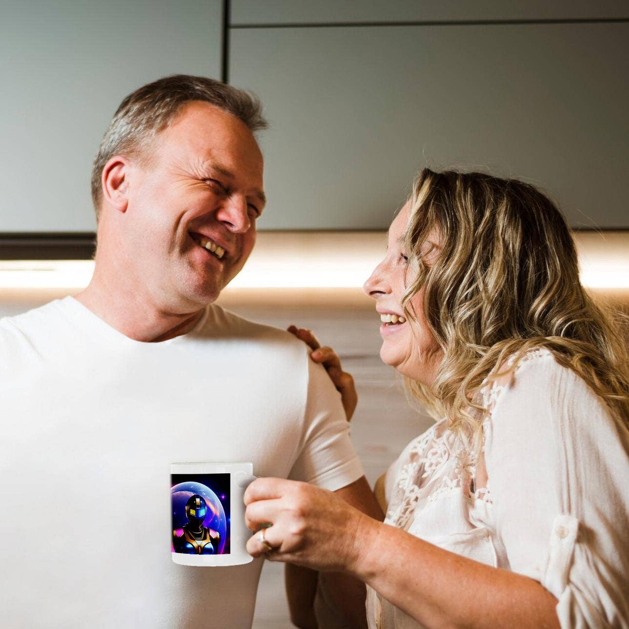 3dRose – Engroshandel Kaffekrus – 3dRose, Kvindelig astronaut i fantasirumdragt. Kæmpe planet i baggrunden, Krus10