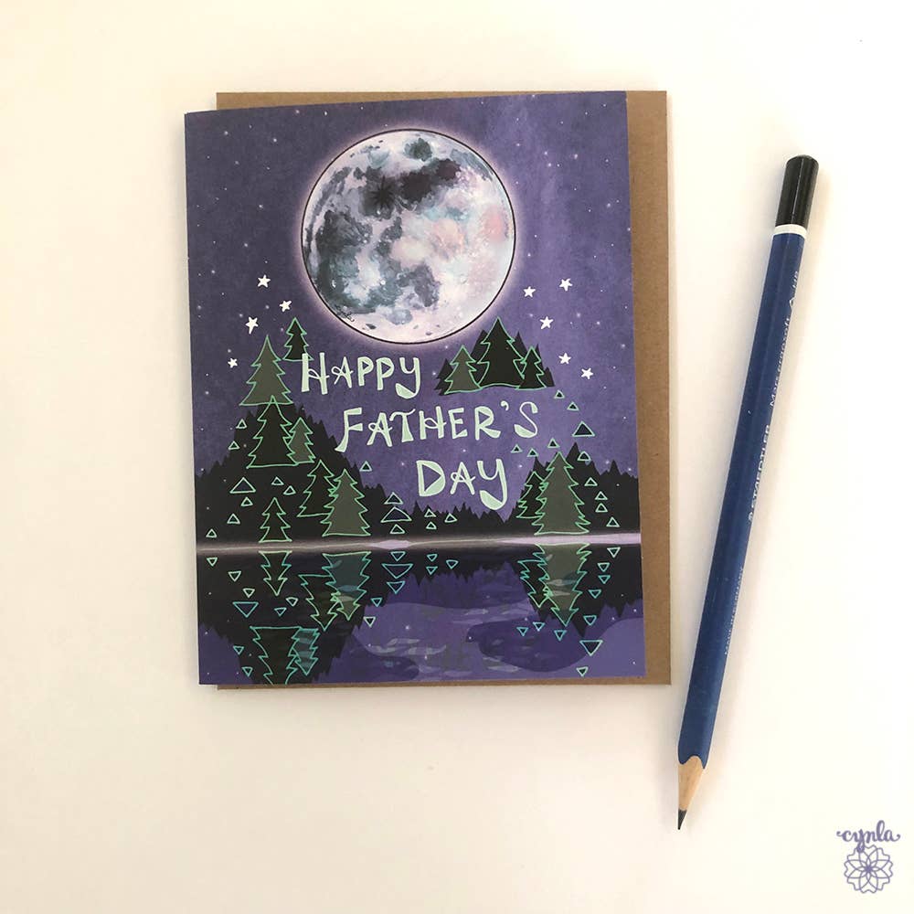 Cynla - Wholesale Father's Day Card - Father's Day Moon Card -  stars dad lake trees fathers day1