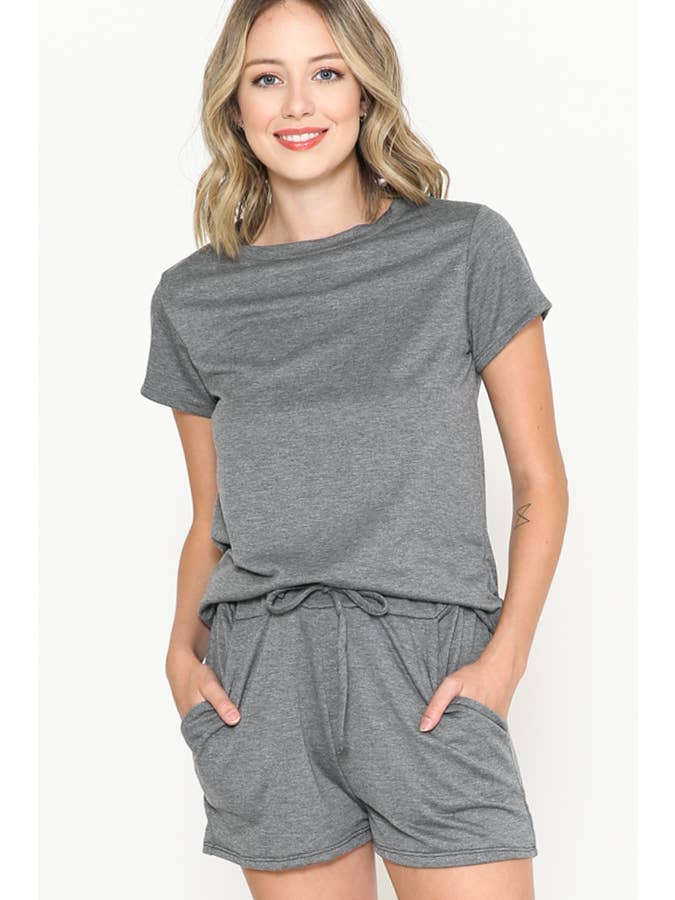 Burgundy Apparel - Wholesale Lounge Set - Women's - SHORT SLEEVE AND SHORTS SET9