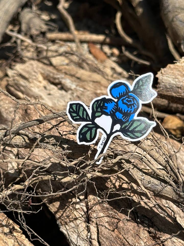 Blueberry Sticker for wholesale by Jane Martin, Printmaker