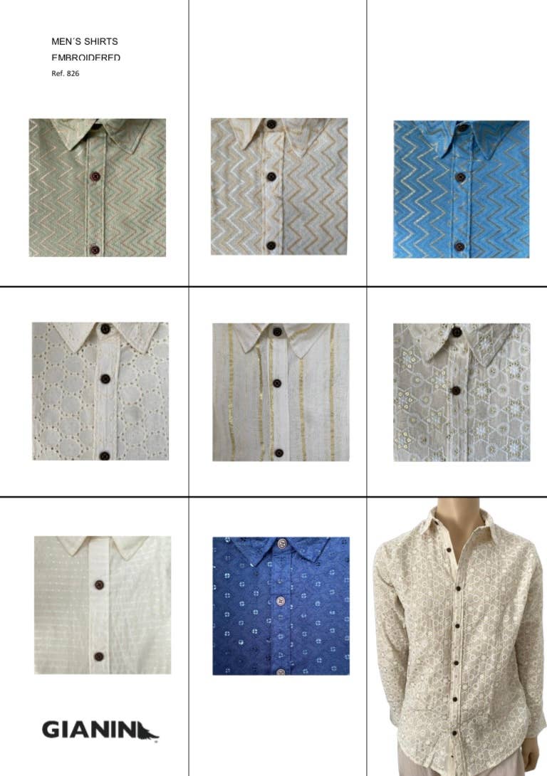 GIANIN - Vente Chemise à col boutonné – homme - Chemises en dentelle brodée pour hommes0