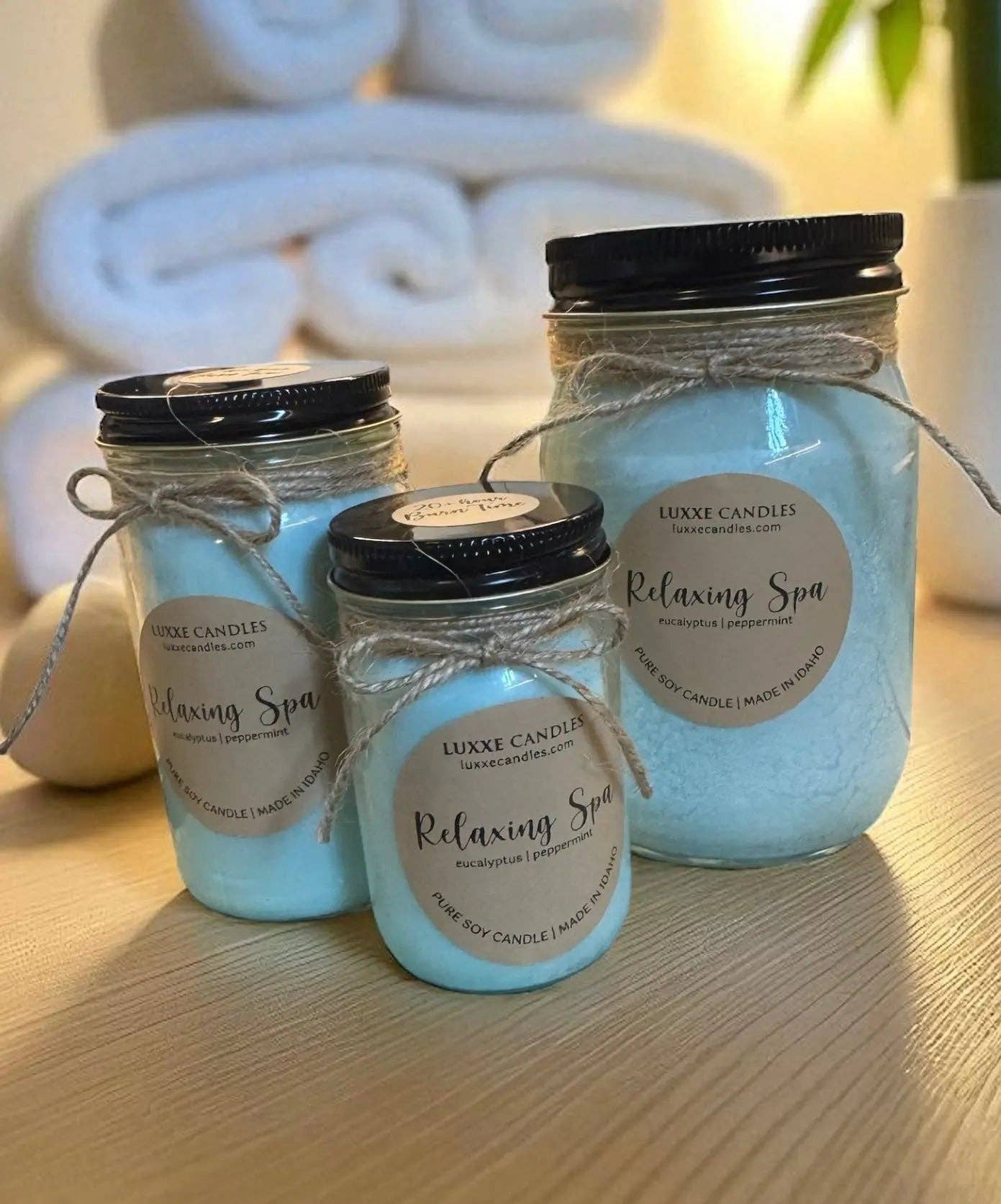 LUXXE Candles - Wholesale Jar/Filled Candle - Relaxing Spa Eucalyptus and Mint Candle | Organic Soy Candle