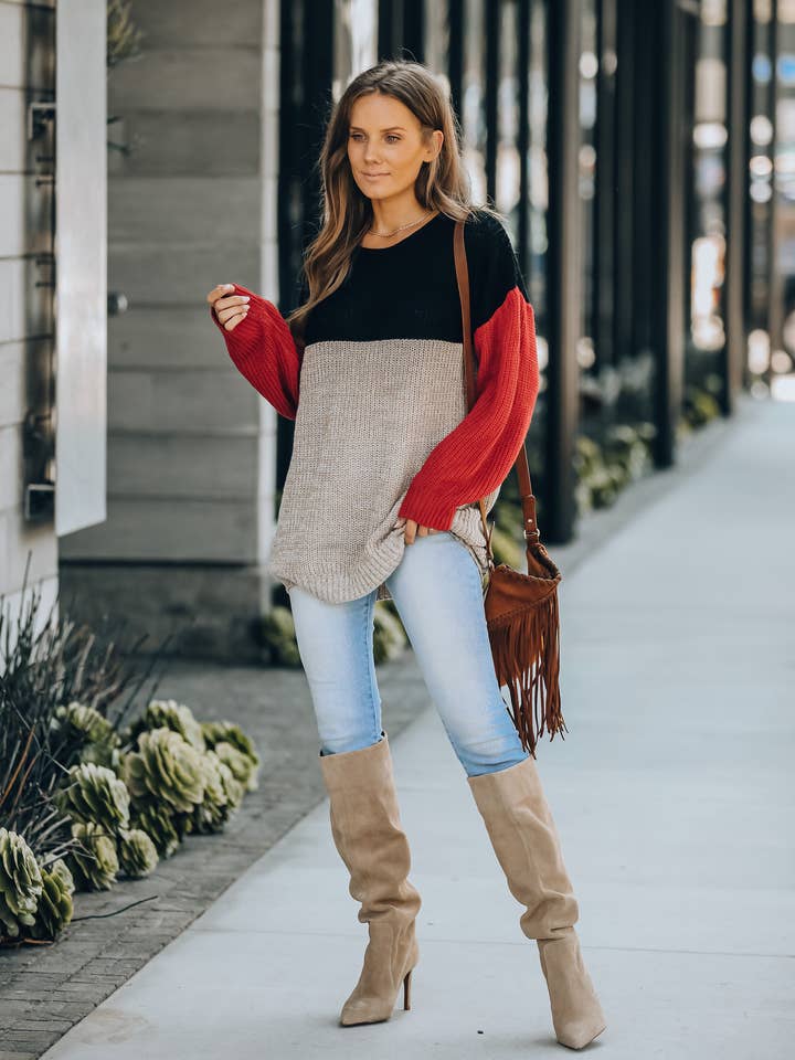 Color Block Sweater Top for wholesale by Lavender J