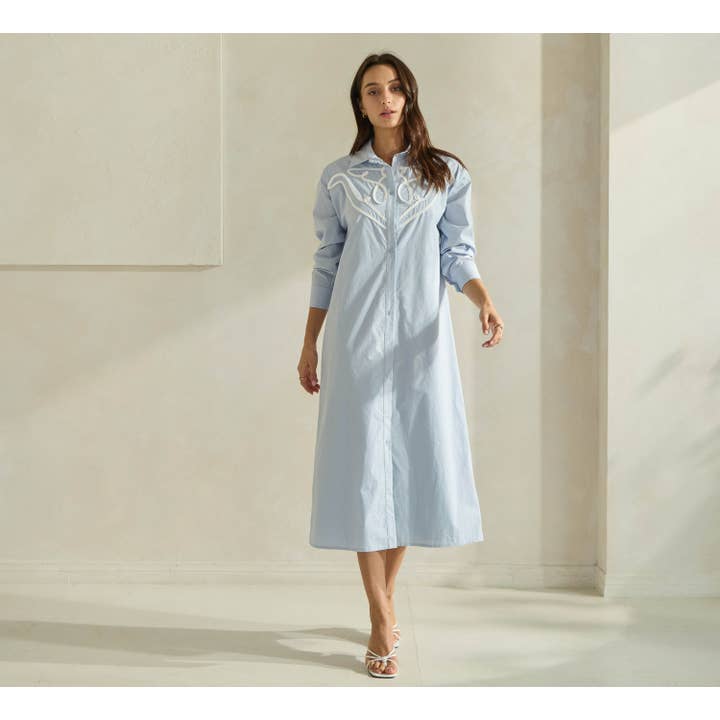 Able - Venta al por mayor Vestido - Mujer - Vestido camisero de algodón con detalles en contraste3