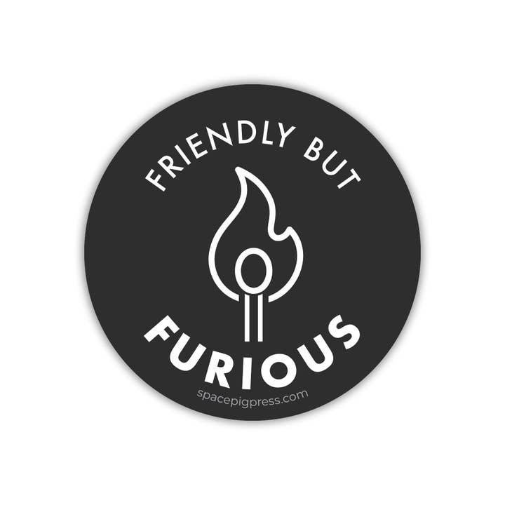 Venlig men Vred Sticker for engroshandel hos Spacepig Press