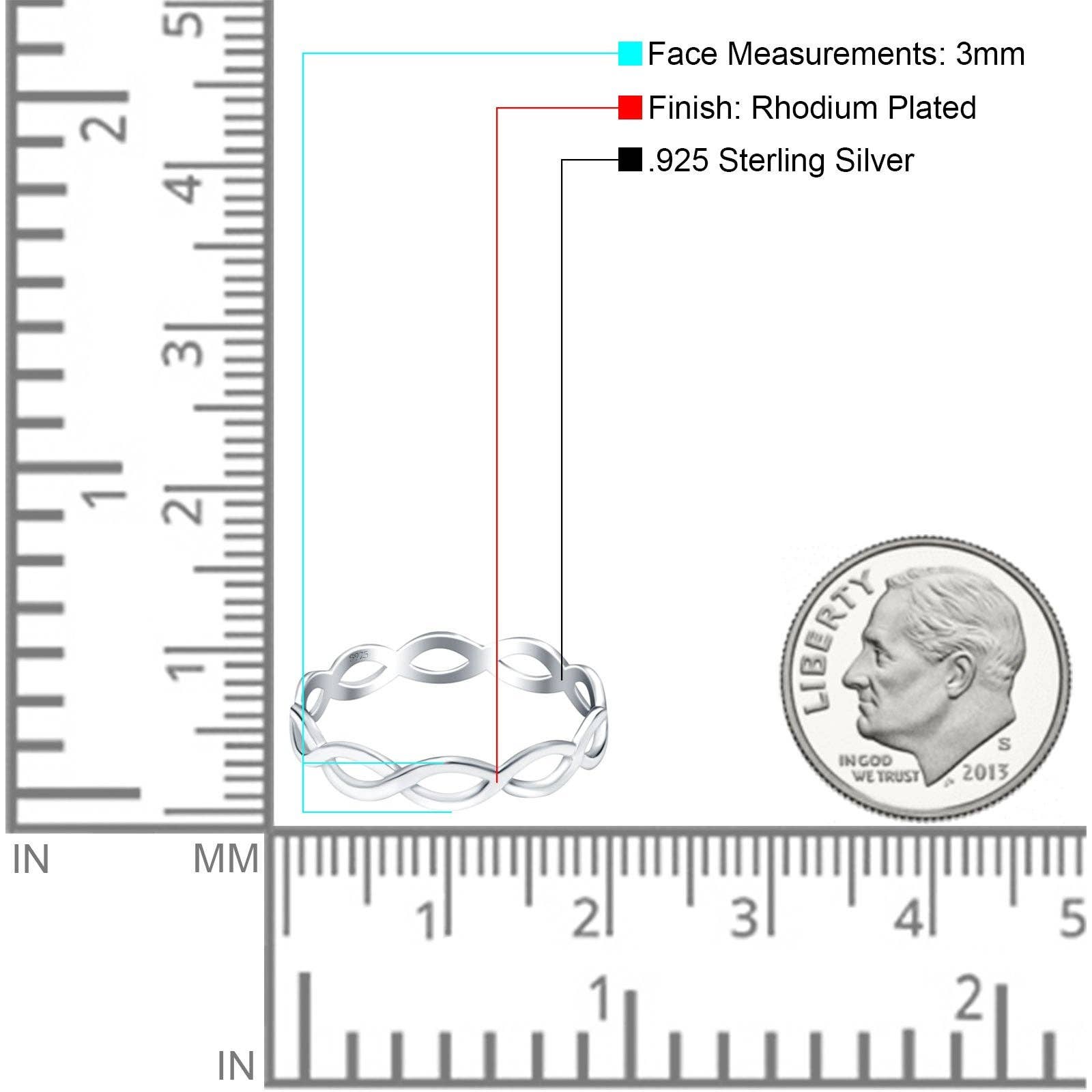 Sterling Silver Full Eternity Infinity Braided Crisscross Rhodium Plated Band Ring for wholesale on Faire3