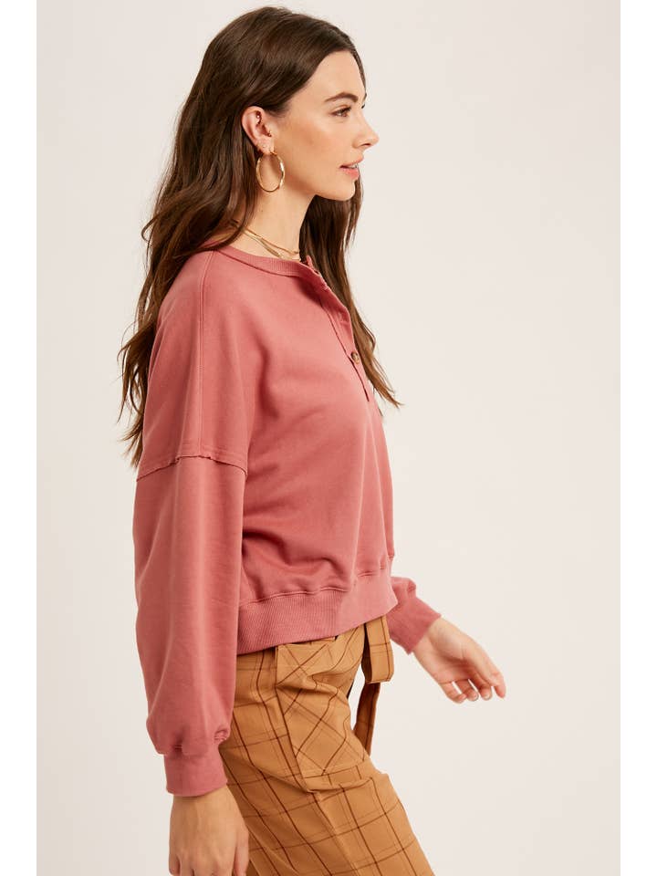 Listicle - Wholesale Knit Top - Women's - Henley Button Soft Knit Top LT11124