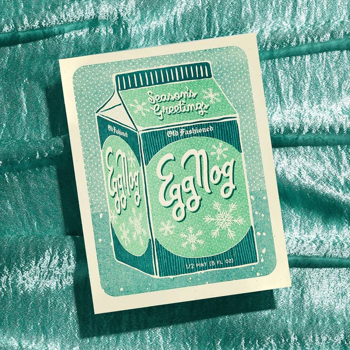 Bromstad Printing Co. - Wholesale Season's Greetings Card - Eggnog - Risograph Holiday Card0