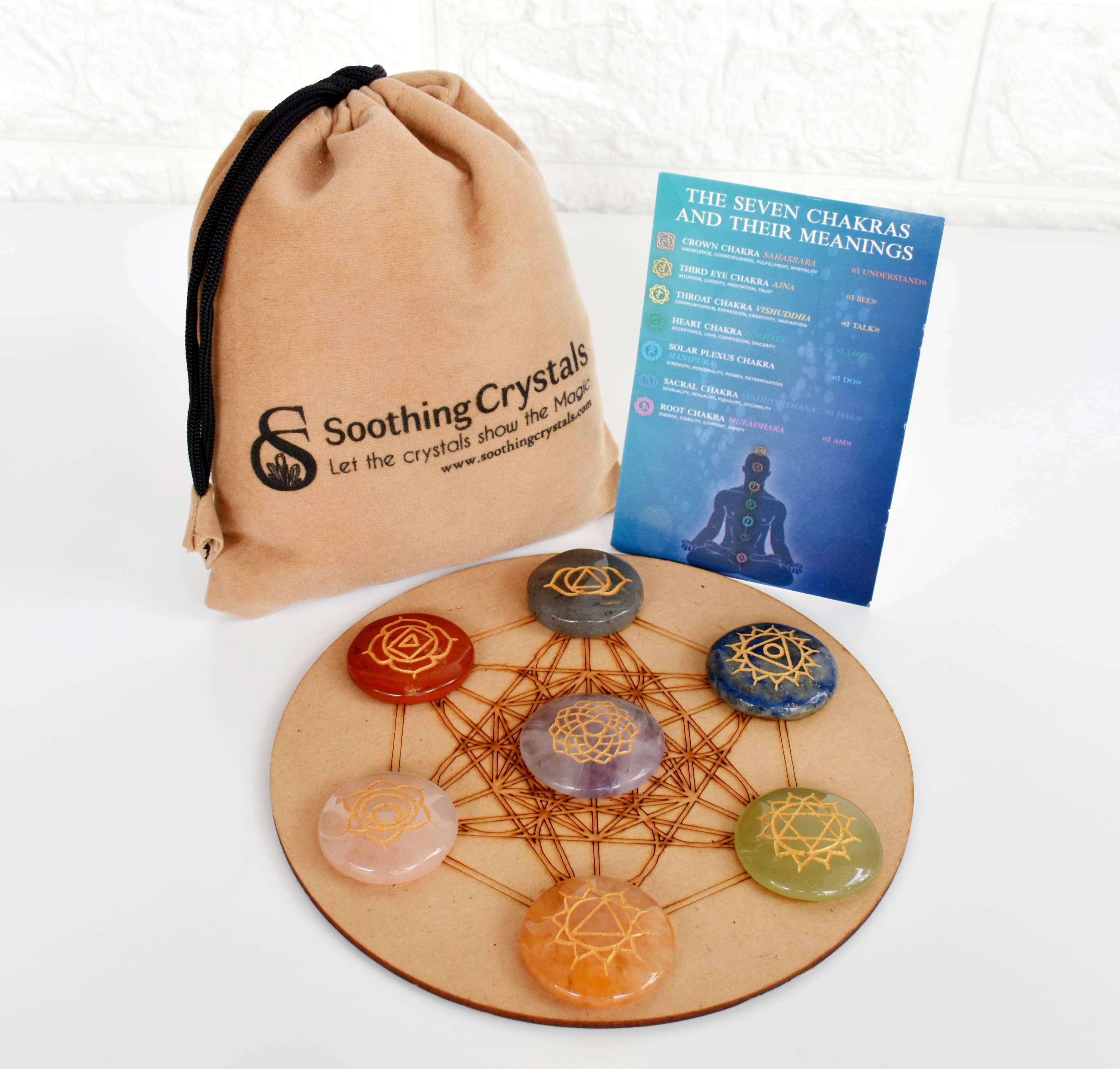 Soothing Crystals - Wholesale Spiritual Stone/Crystal -  Round Stones Set | 7 Chakra Reiki | Chakra Crystals Set1