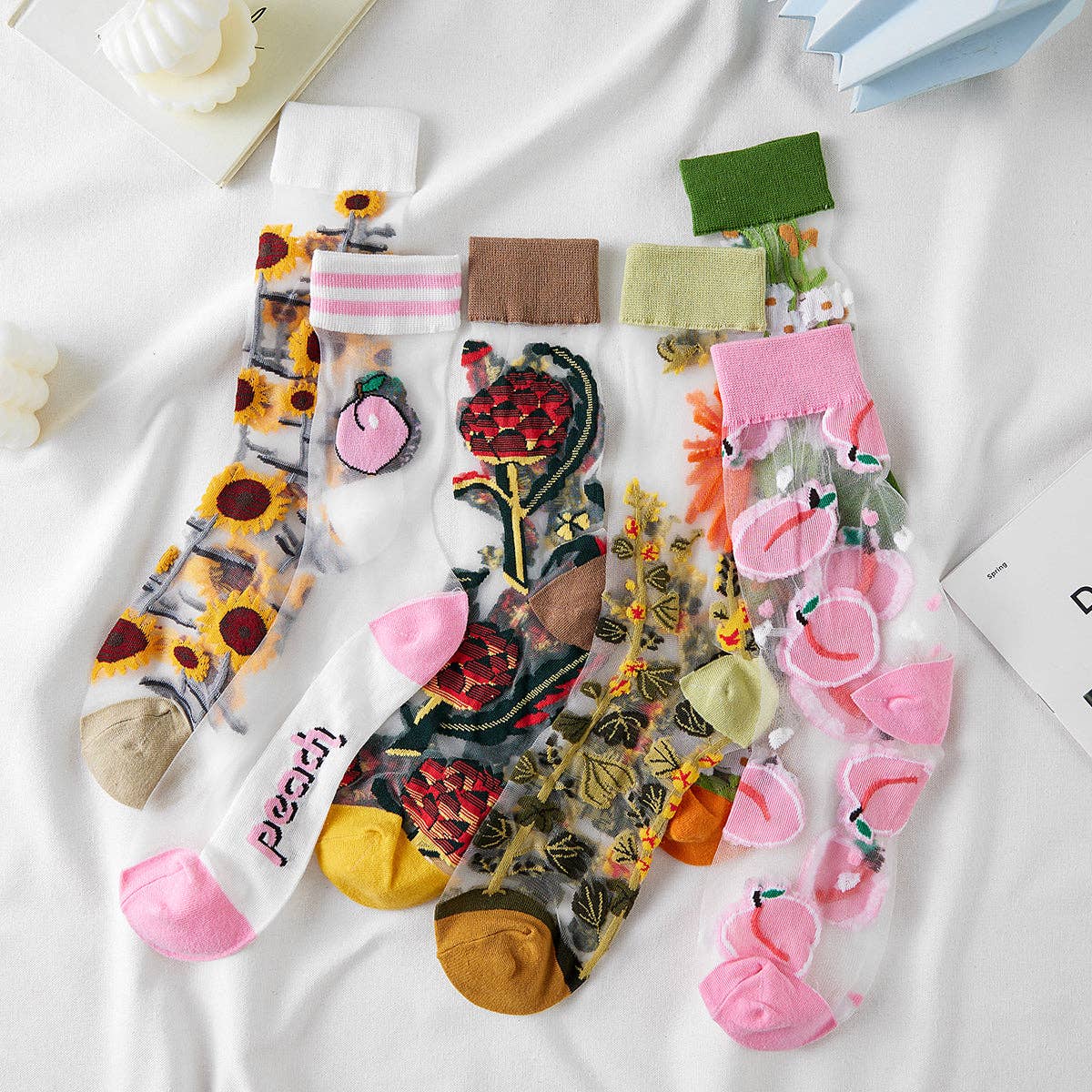 Funkyrel® Atzbranding Limited - Wholesale Socks - Women's - Rufia - Floral Pattern Summer Socks2