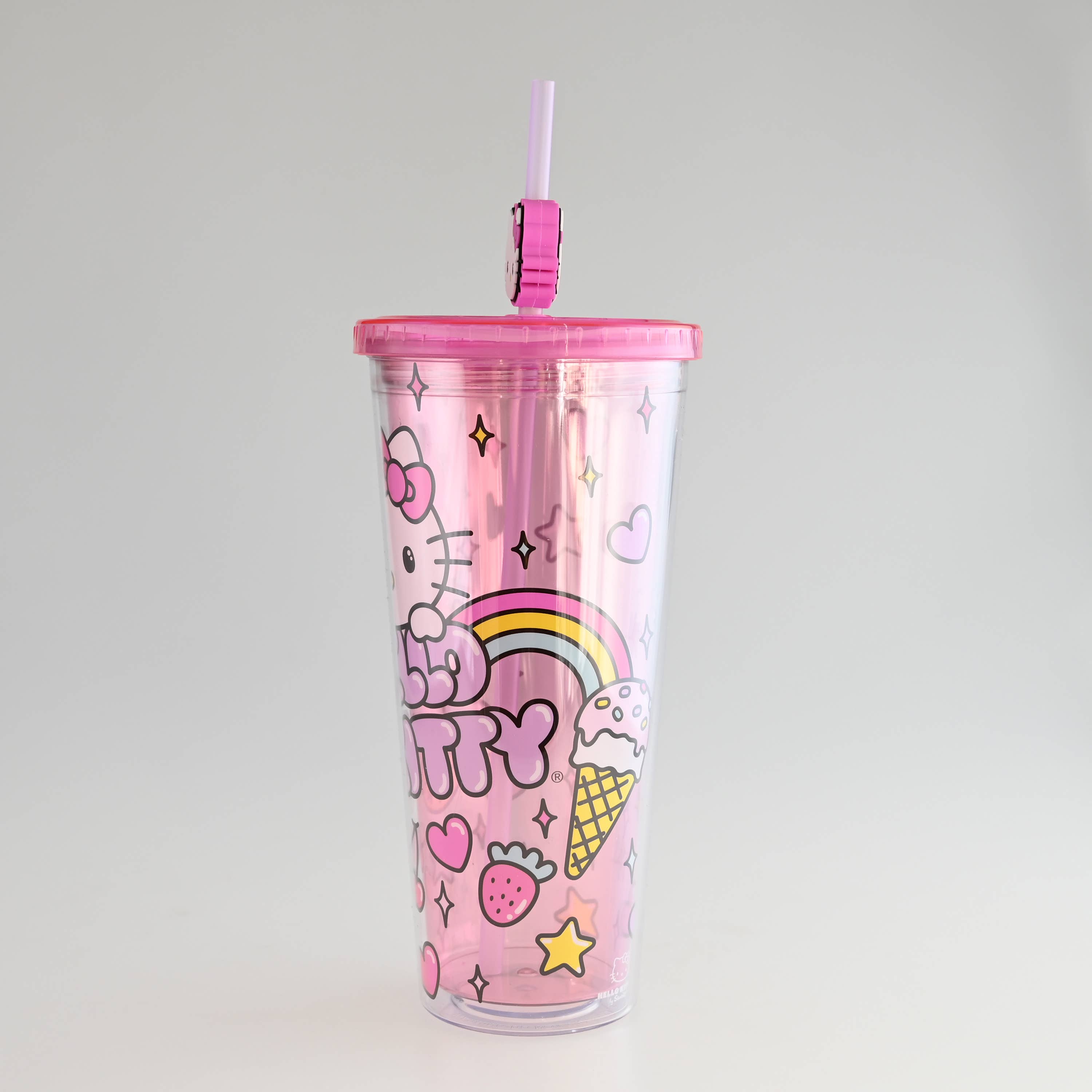 Silver Buffalo - Wholesale Drinking Glass/Cup - Hello Kitty Rainbow Treats & Stars 24Oz Plastic Cold Cup3