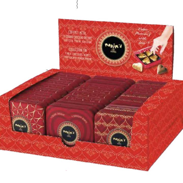 Maxim's De Paris - Display 24 assorted tins of 4 chocolate for wholesale by My French Recipe - French Gourmet