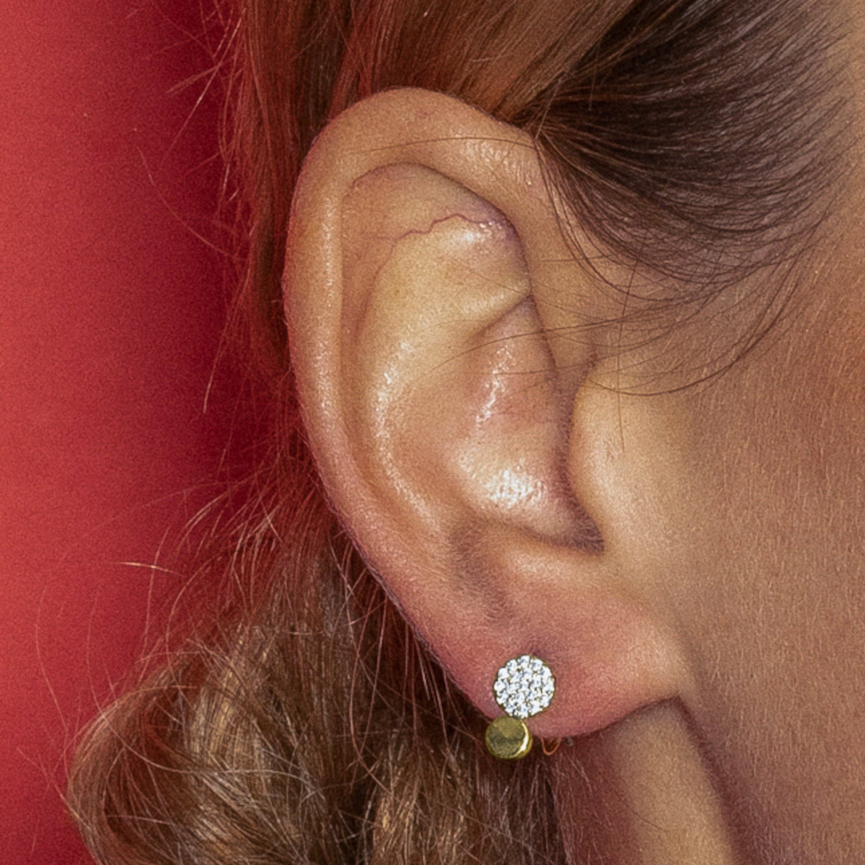 Luxenter - Wholesale Hangende/ronde oorbellen - Oorbellen met sprankelende zirkonia, 18k goud afwerking - Gudpe4