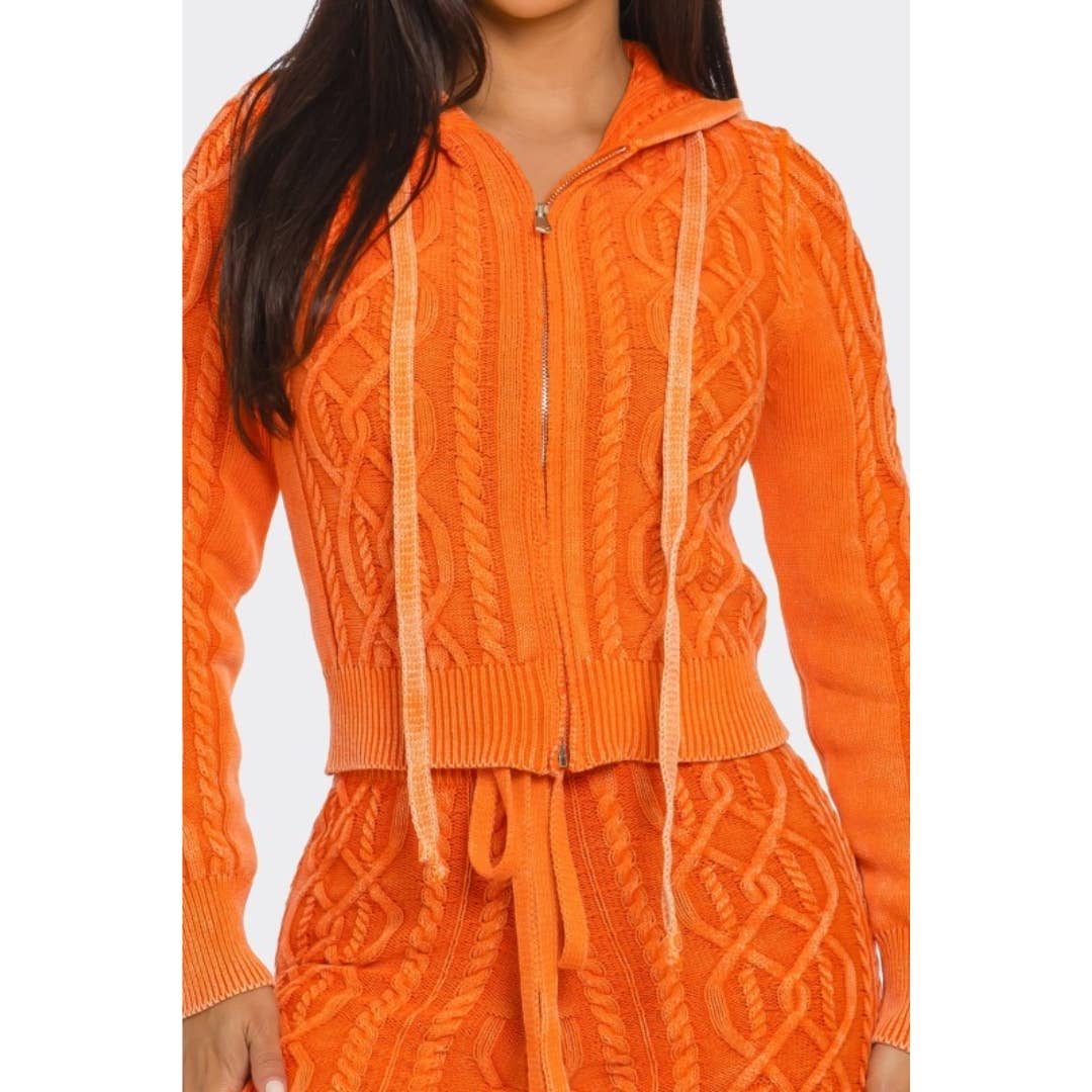 LOVE SENSE - Wholesale Lounge Set - Women's - Mineral Wash Pants Set Cable Knit Pure Cotton14