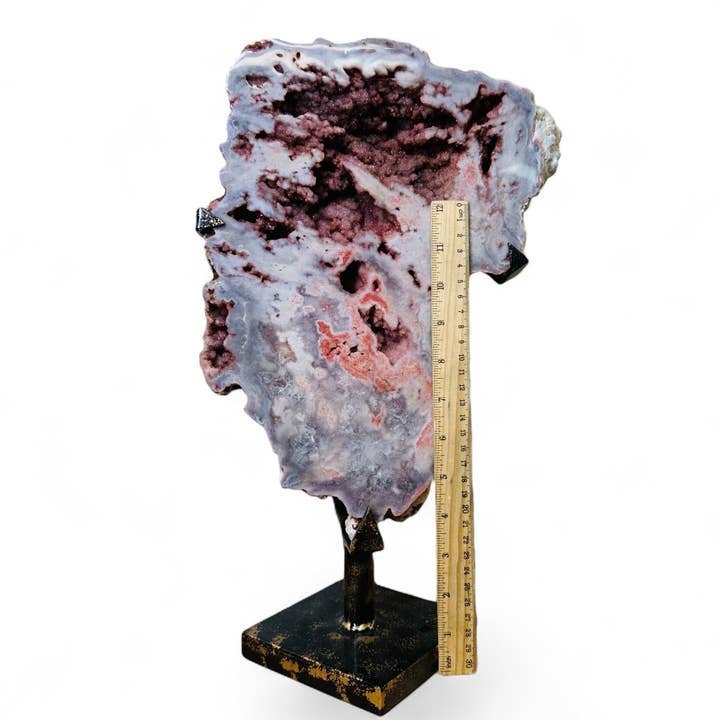 Rock Paradise - Wholesale Spiritual Stone/Crystal - Pink Amethyst Freeform Crystal on Gold and Black Stand1