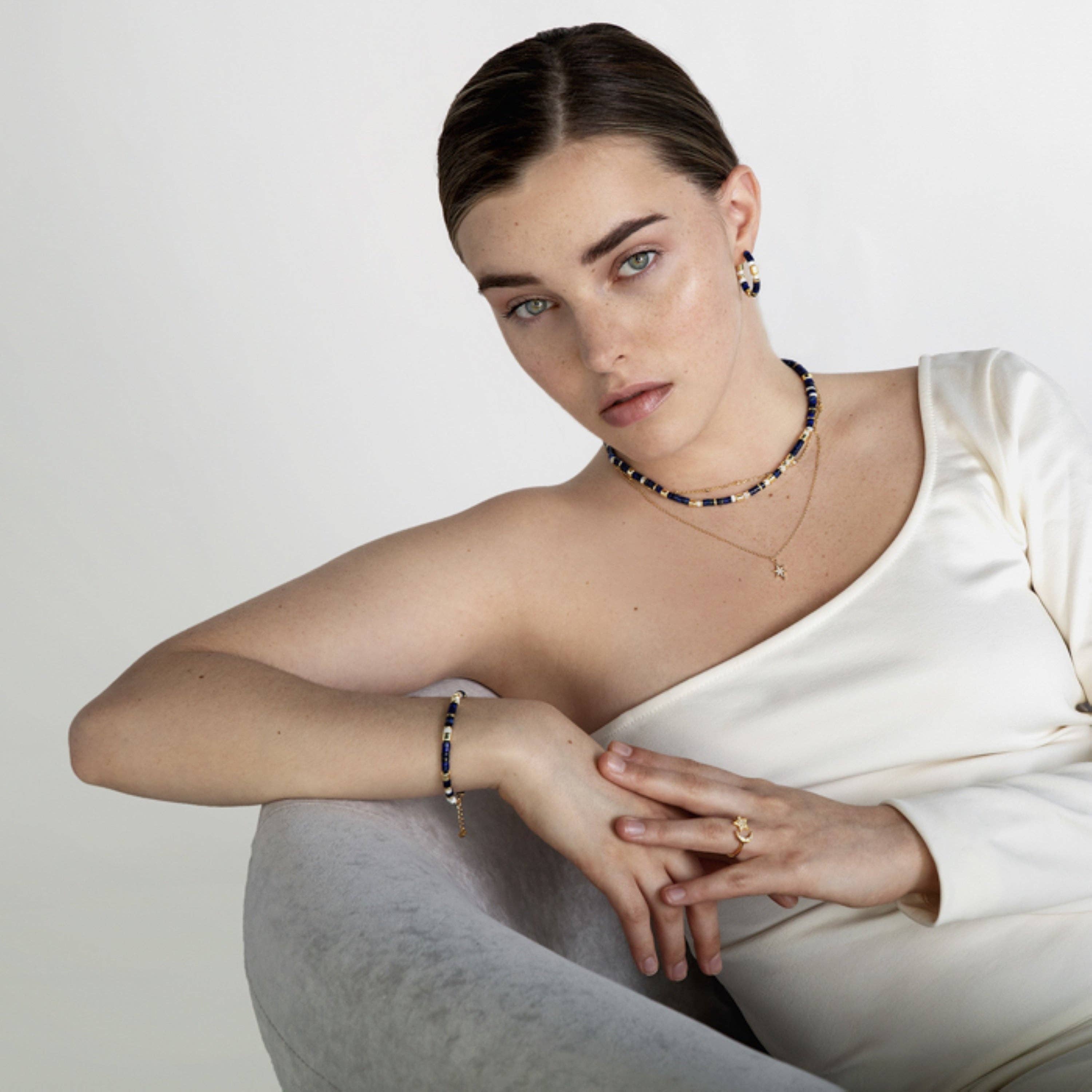 Luxenter - Wholesale Armband met kralen - Luxenter armband van 925 sterling zilver met natuurlijke lapis lazuli, afgewerkt in 18K geelgoud - Ihun5