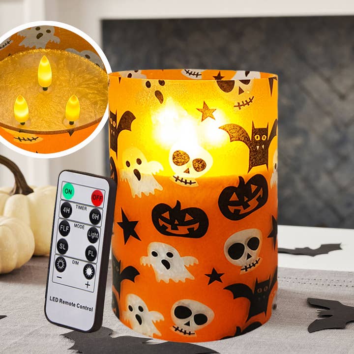 Candles Meta – Vela sem chama por atacado – Velas LED multifunções remotas de Halloween a pilhas