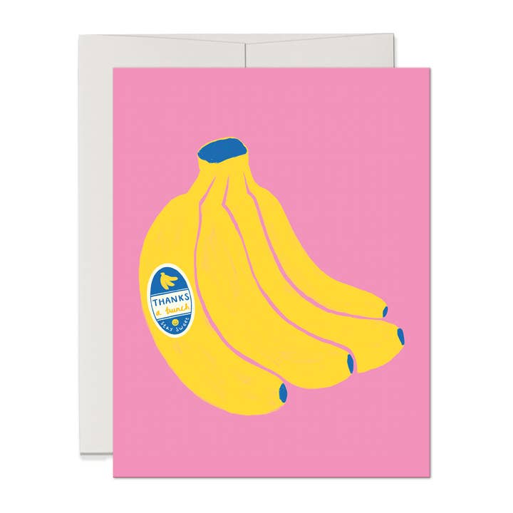 Thanks a Bunch Banana Card Food Pun Thank You Card for wholesale by Three Strands Design