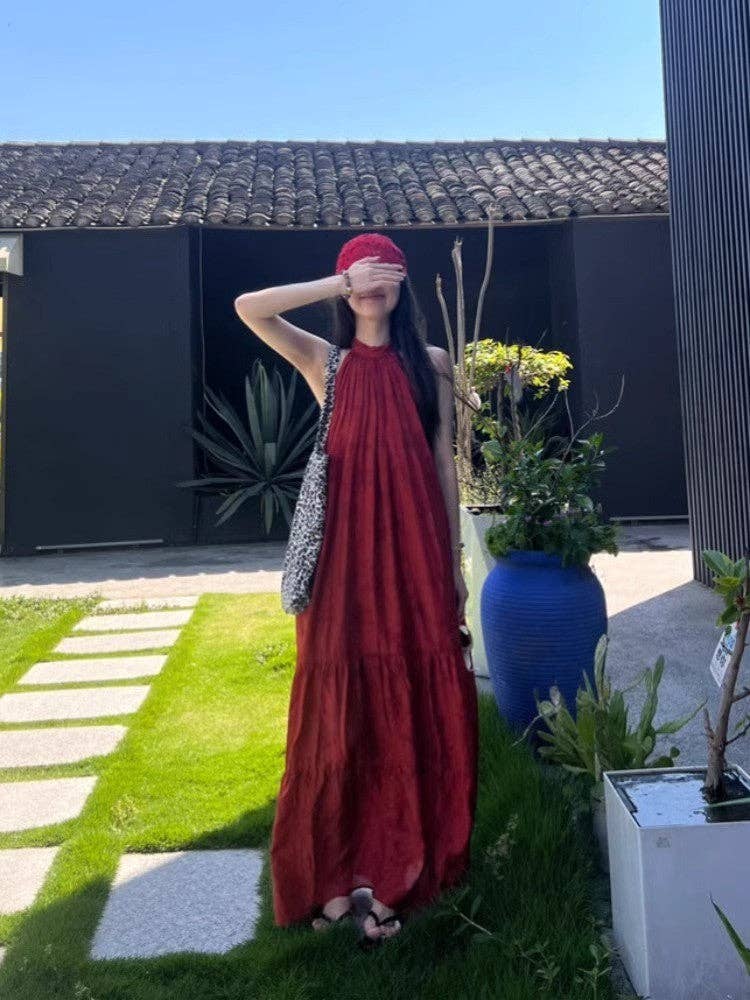 Rouge Robe rétro chinoise moderne printemps 25 chic en vente sur Faire0