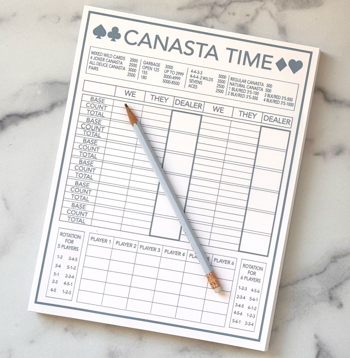 Lined Design - Wholesale Notepad - Canasta Time Score Pad1