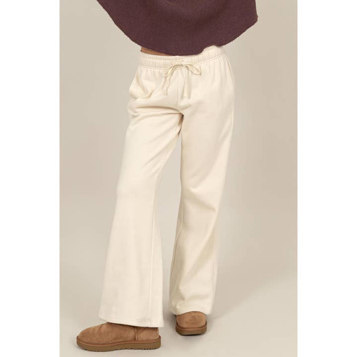 Pantalon large à taille mi-haute avec cordon de serrage pour la vente par Double Zero
