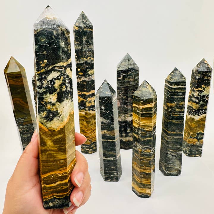 Ocean Jasper Crystal Point - By Weight - for wholesale by Rock Paradise