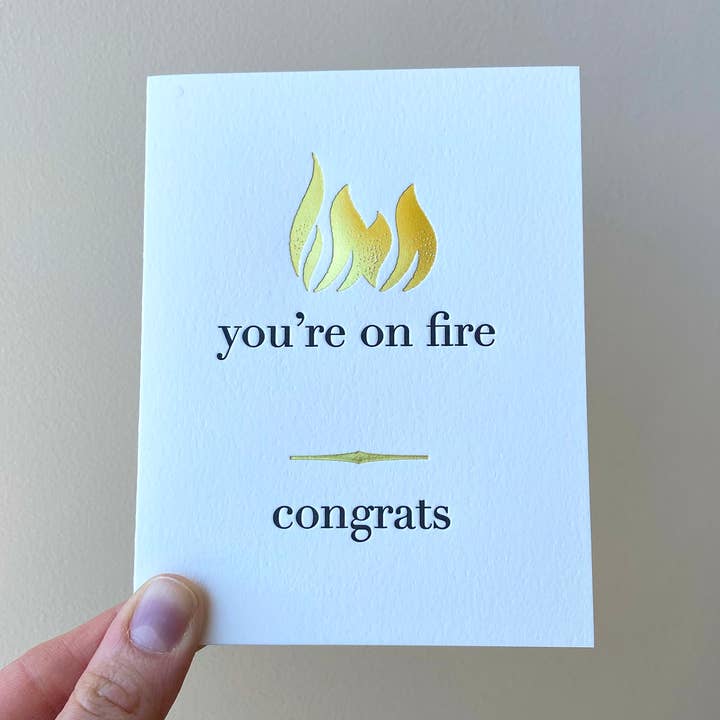 Carte typographique de félicitations You're on Fire pour la vente par The Happy Envelope