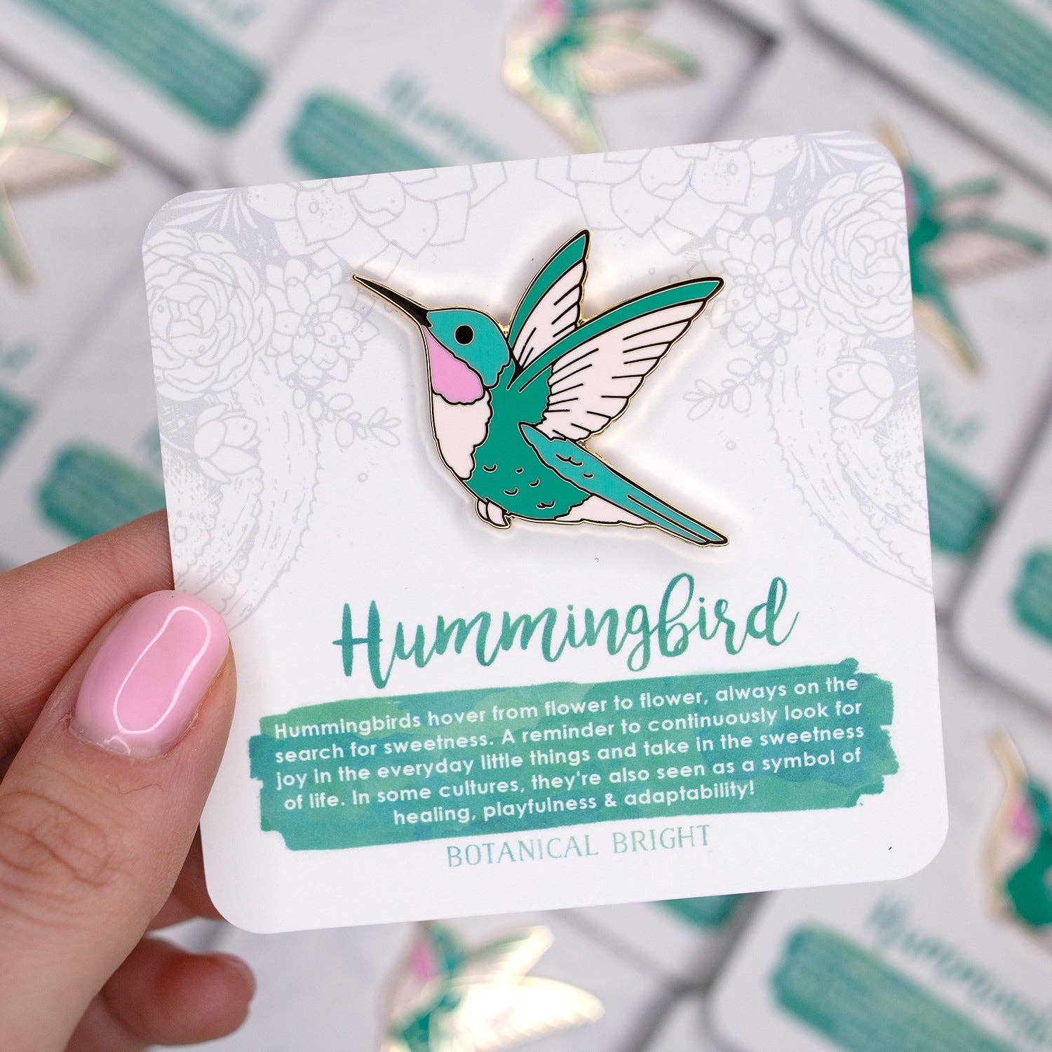 Botanical Bright – wholesale Lapel pin/button – Hummingbird Enamel Pin1