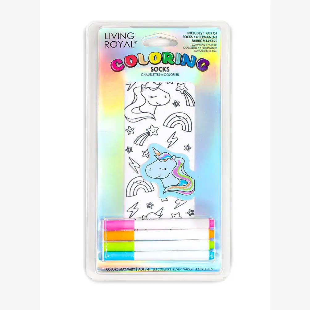 Living Royal - Wholesale DIY Craft Kit - Kids - Ankle Socks - DIY Coloring Kit - Unicorn Galaxy