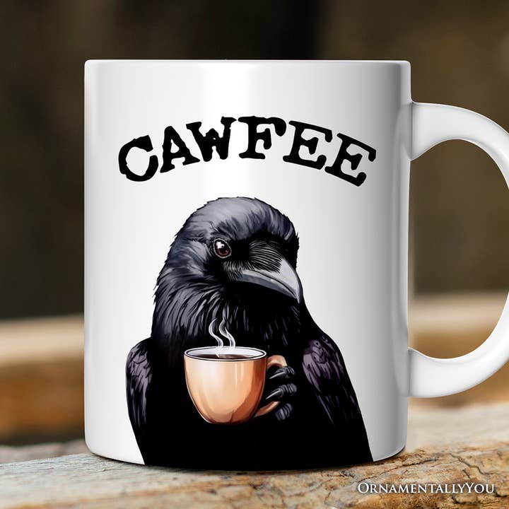 OrnamentallyYou - Wholesale Coffee Mug - Cawfee Crow Mug, Funny Coffee Cup for Bird Lover Gift