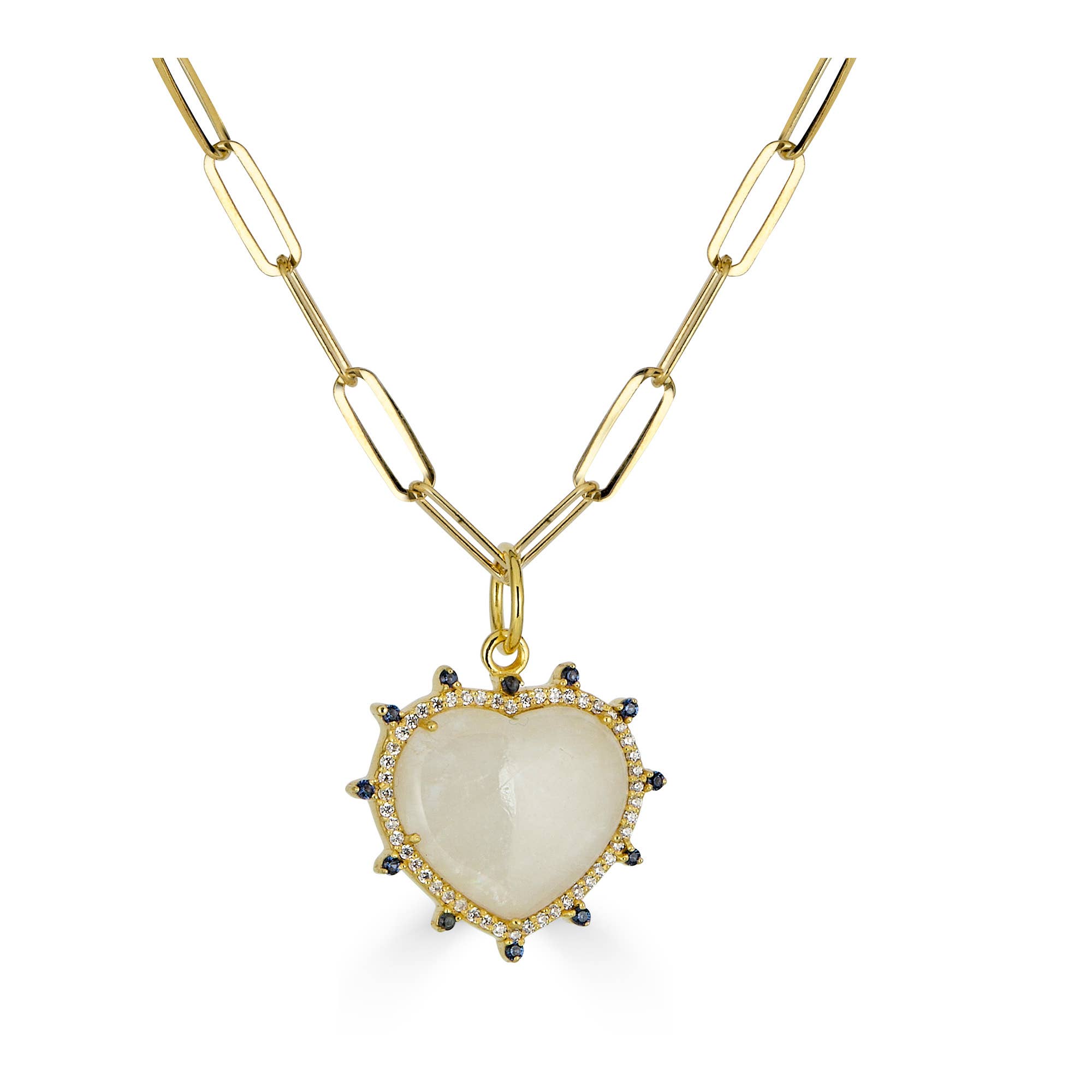 Rachel Reinhardt - Wholesale Pendant/Charm Necklace - Moonstone Heart Necklace with Zirconia Accents1