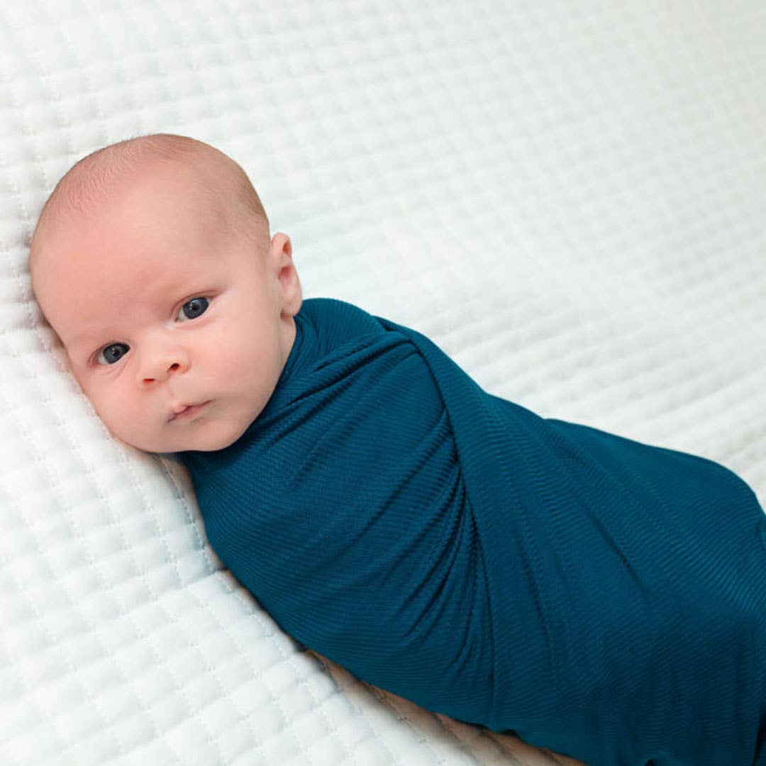 Dolly Lana - Wholesale Swaddle - Baby - Ribbed Swaddle Blanket - Jewel Blue1