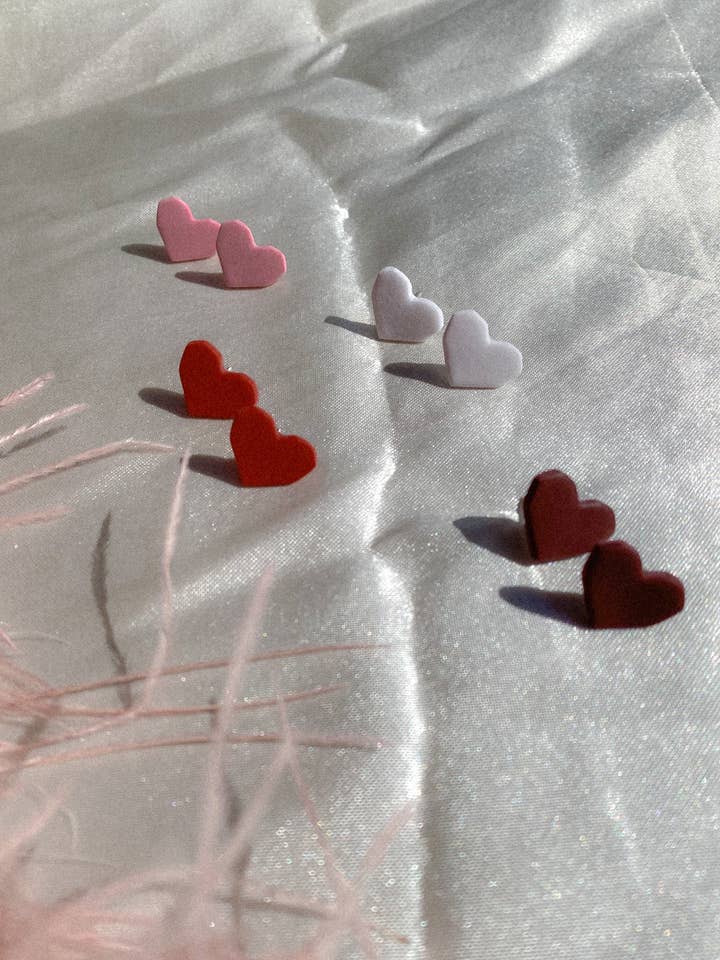 Heart Studs in Various Colors for wholesale by Corvega Clay Goods