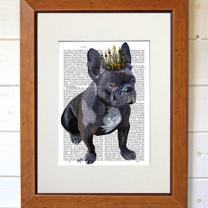 FabFunky Ltd - Wholesale Art Print - French Bulldog King, dog book print / Art Print / Wall Art2