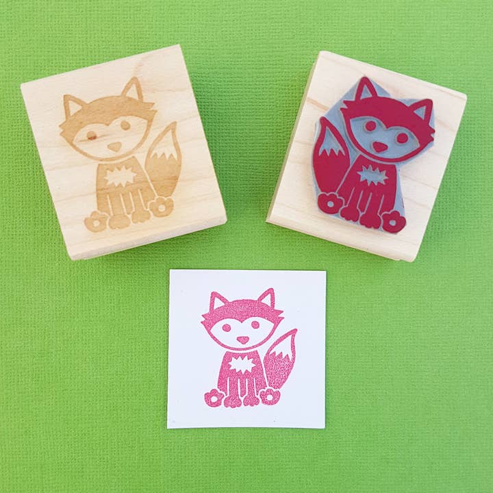 Woodland Fox Rubber Stamp for wholesale by Skull and Cross Buns Rubber Stamps