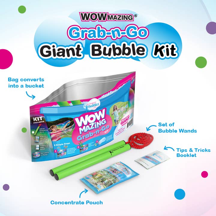 South Beach Bubbles - Wholesale Bubble Wand - Kids - WOWmazing Grab-n-Go Kit (Open Case 24 units)