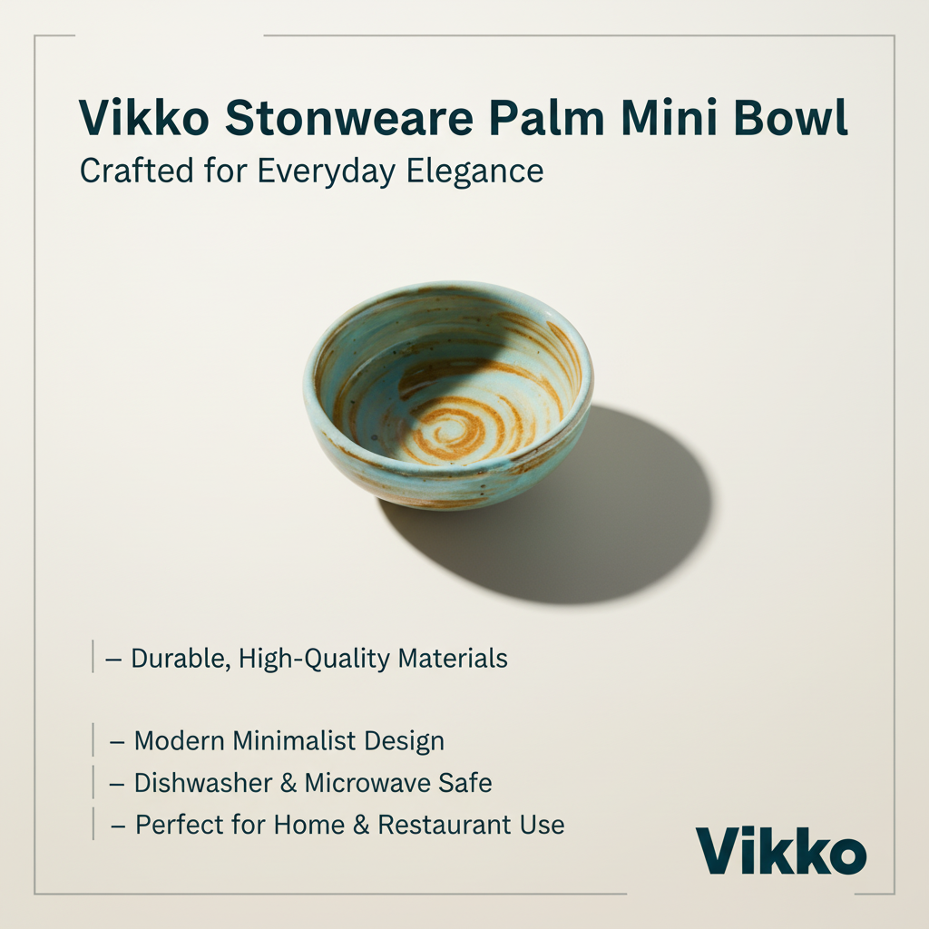 Kadra Kitchenware – Großhandel Schüssel – Vikko Stoneware Palm Mini-Schale mit hellblauem, braunem Rand 33