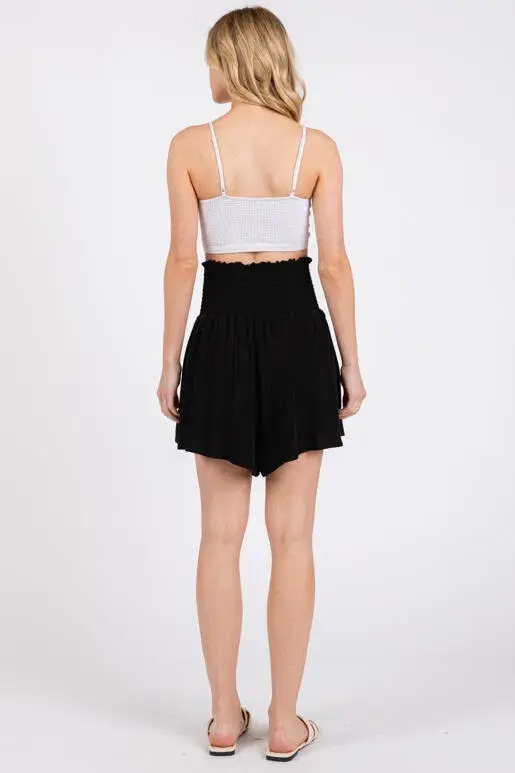 Final Touch - Wholesale Shorts - Women's - Waist Smocked Wide Shorts - NP7035314