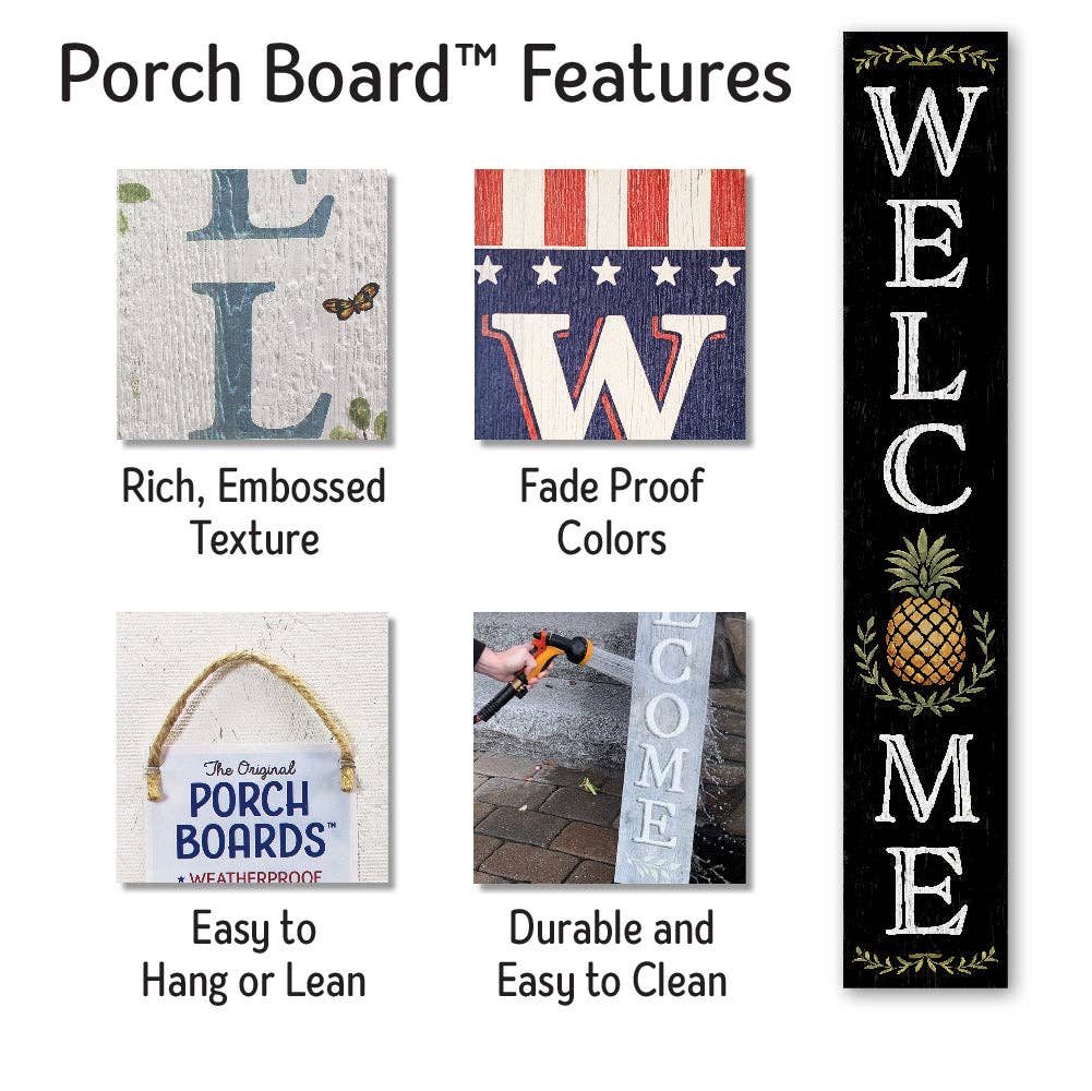 ST Creations - Vente Pancarte - Welcome Black Pineapple - Porch Board™ PB15