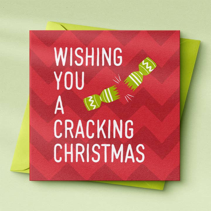 Wishing You a Cracking Christmas, Cracker, Christmas Card for wholesale by Woo Hoo Prints