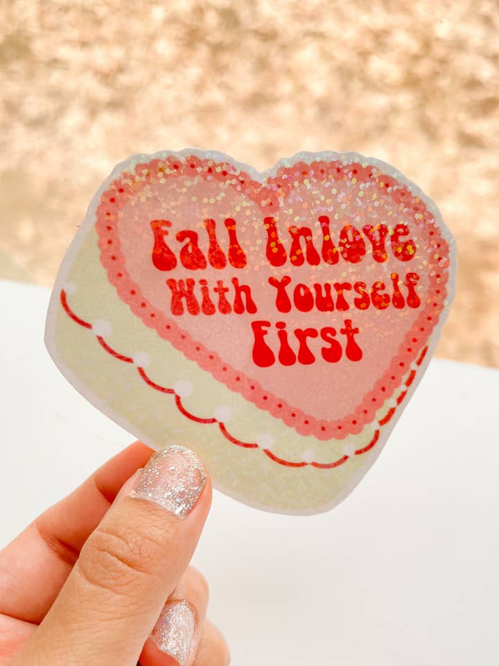 Autocollant holographique « Tombez amoureux de vous-même » pour la vente par Pursuit of creations